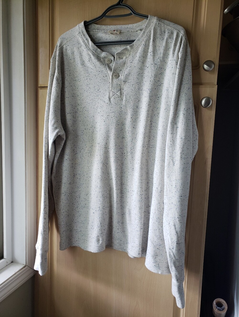 J. Crew Men's Cotton Cream Speckled Henley Long Sleeve